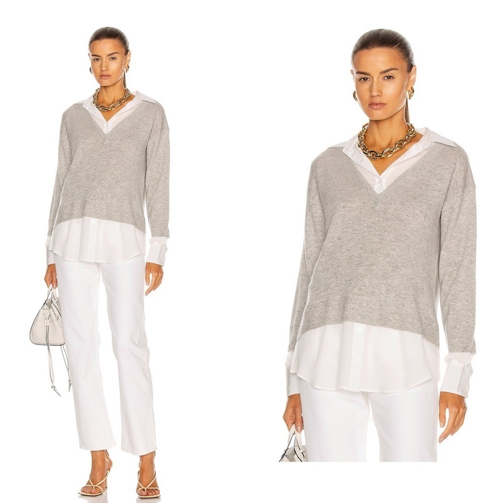 New! Veronica Beard Brami Mixed Media Sweater in Grey Melange 🩶 XS